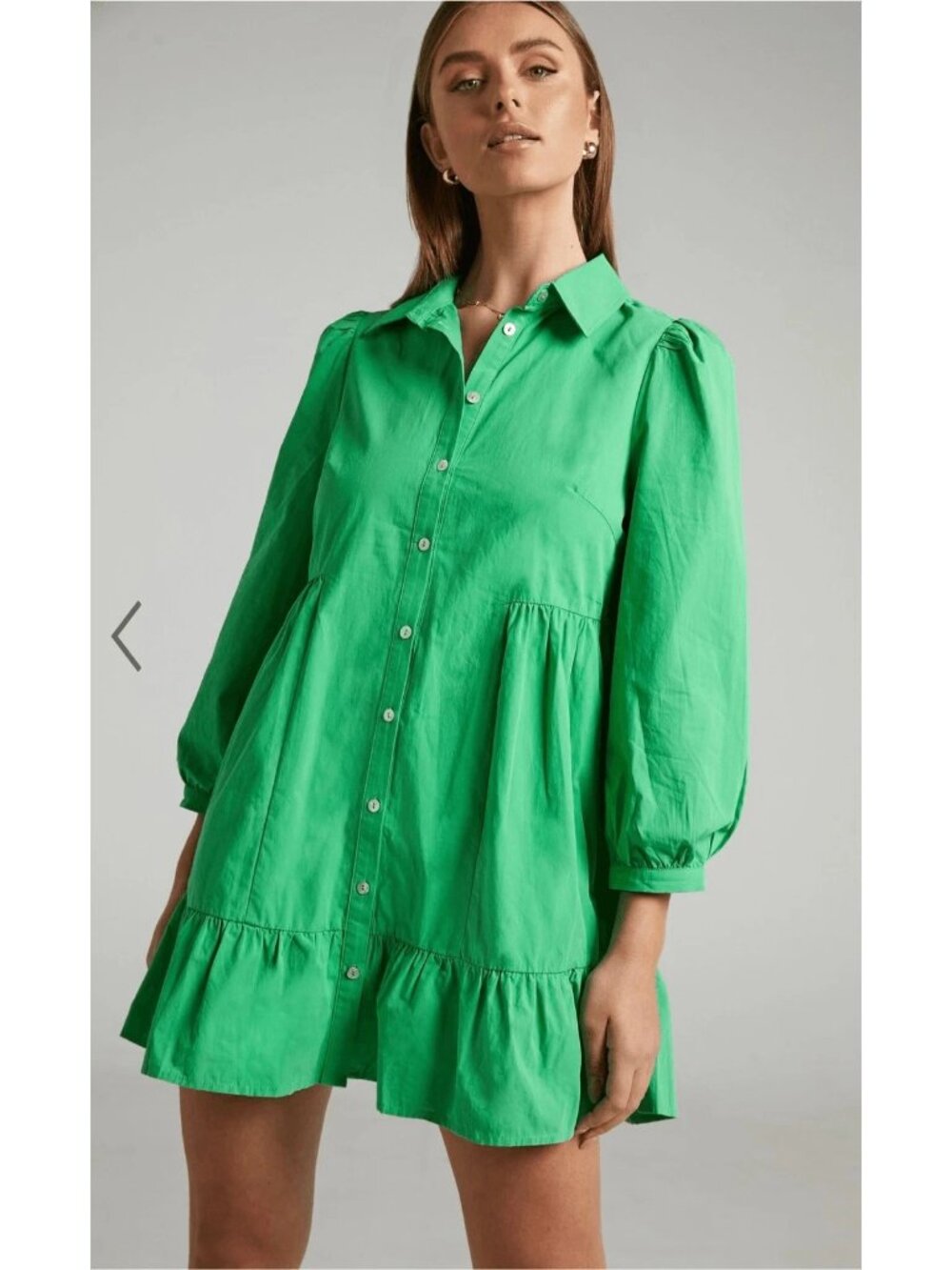 NEW Showpo cotton poplin frill hem summer shirt dress emerald green womens sz 8